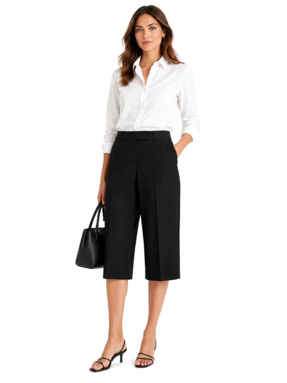 Theory Women's Black Gellar Capri Trousers Pants Wool Stretch Minimalist Size 4